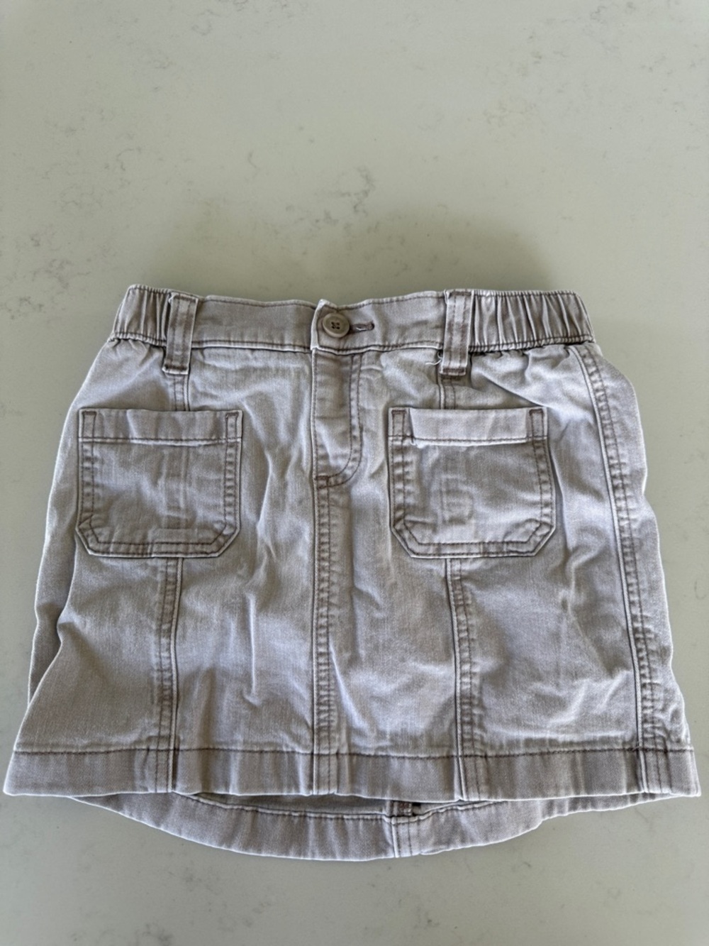 Girls Light Beige Cotton Skort with Front Pockets